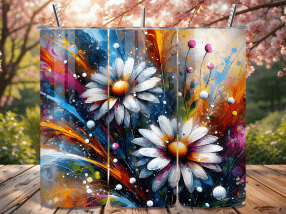 Abstract Colorful Daisy Art Tumbler Wrap for Blog Graphics and Editorial Design