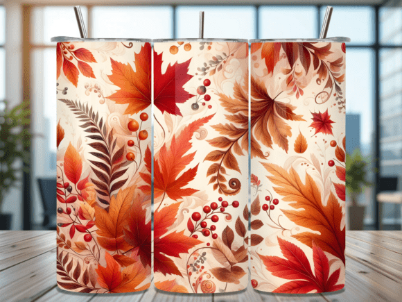 Autumn Leaf Fall Season Art Tumbler Wrap for Local Business Branding