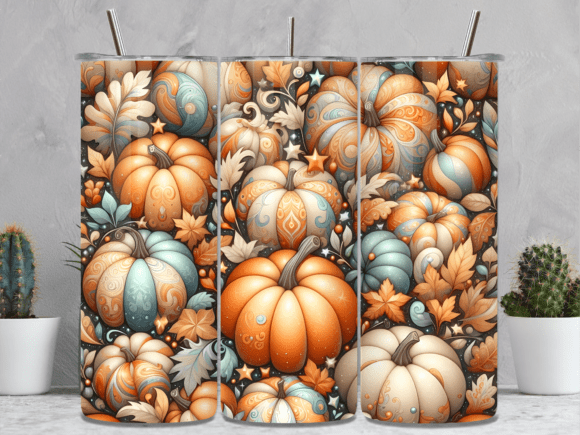 Autumn Pumpkin Patch Tumbler Wraps: A Festive Graphic Design Asset