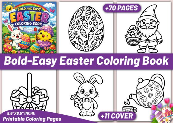 Bold Easy Easter Coloring Book: A Festive Graphic Design Asset for Local Businesses