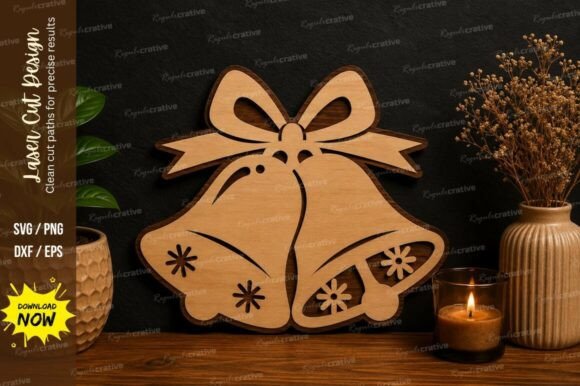 Christmas Bell Ornament SVG Laser Cut for Wall Decor Projects