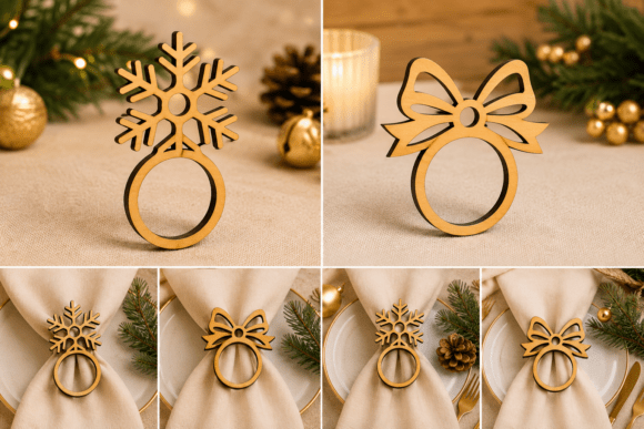 Christmas Bow Napkin Ring SVG Bundle for Festive Branding