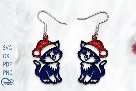 Christmas Cat Earrings Laser Cut: A Festive Design Asset for Small Business Branding