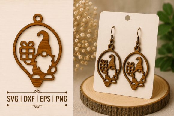 Christmas Gnome Gift Earrings SVG for Winter Amp Projects