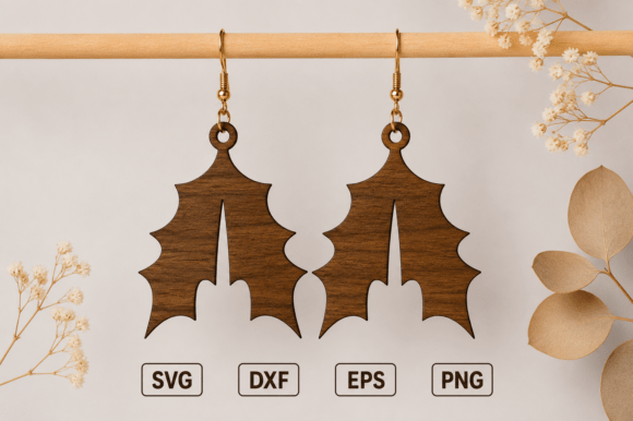 Christmas Holly Dangle Earrings Laser: A Festive Graphic for Winter Amp Projects