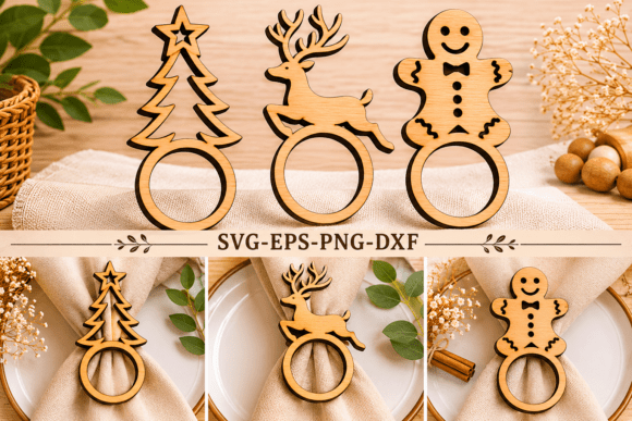 Christmas Napkin Ring SVG Bundle: A Festive Graphic Design Asset for Winter Amp Content