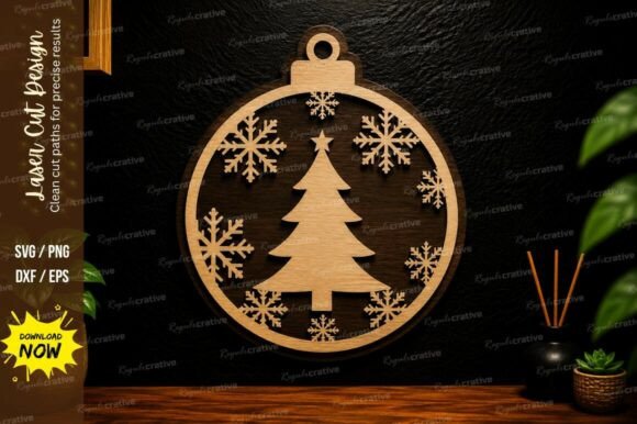 Christmas Ornament Tree Laser Cut SVG for Wall Decor Projects