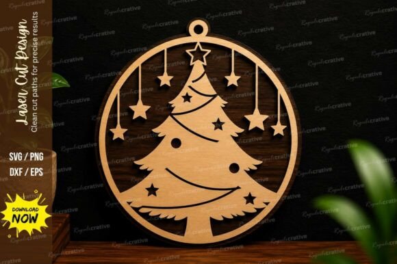 Christmas Tree Ornament SVG Laser Cut for Wall Decor