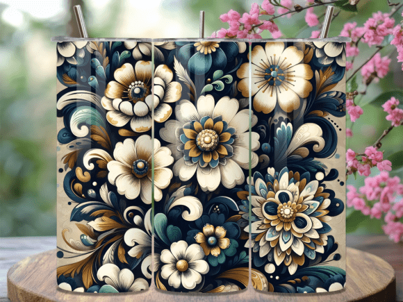Dark Floral Navy Gold Art Tumbler Wrap: A Brand Designer’s Perspective