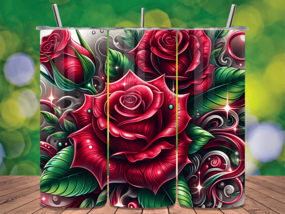 Deep Red Rose Floral Tumbler Wrap: A Bold Editorial Design Asset for Content Creators