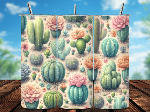 Desert Cactus Succulent Tumbler Wrap for Authentic Branding