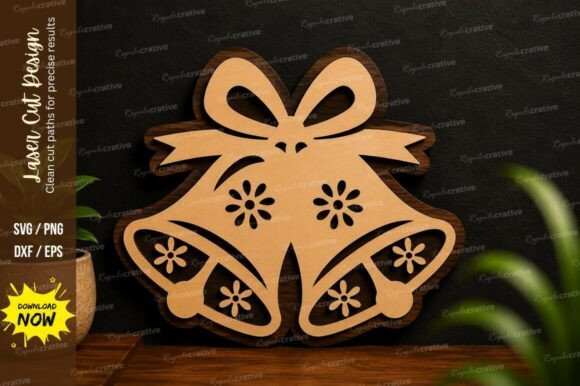 Double Bell Christmas Laser Cut SVG for Polished Wall Decor Projects