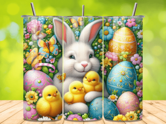 Easter Bunny Chicks Tumbler Wrap: A Springtime Design Asset for Creative Brands