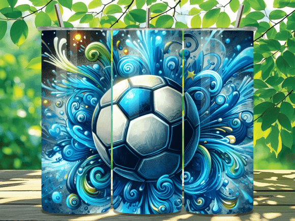 Energy Splash Soccer Ball Tumbler Wrap: A Dynamic Design Asset for Content Creators