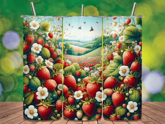 Garden Strawberry Field Tumbler Wrap: A Vibrant Design Asset for Themed Projects