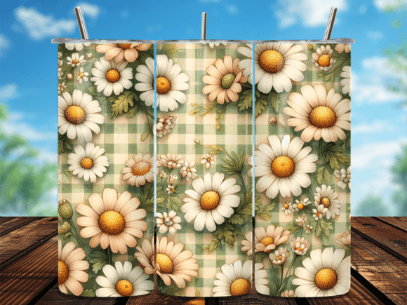Gingham Daisy Flower Tumbler Wrap Design Review for Real Projects