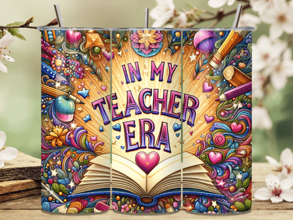 In My Teacher Era Retro Tumbler Wrap PNG: A Timeless Design for Handmade Creations