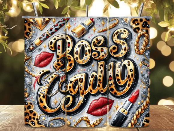 Leopard Print Boss Lady Tumbler Wrap: A Bold Graphic Design Asset for Content Creators