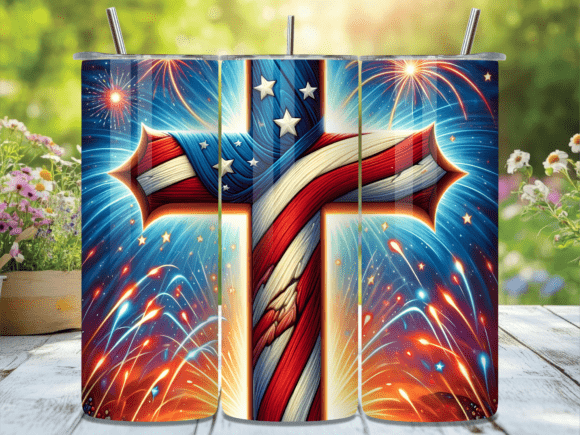 Patriotic American Flag Cross Tumbler Wraps: A Bold Design Asset for Local Businesses