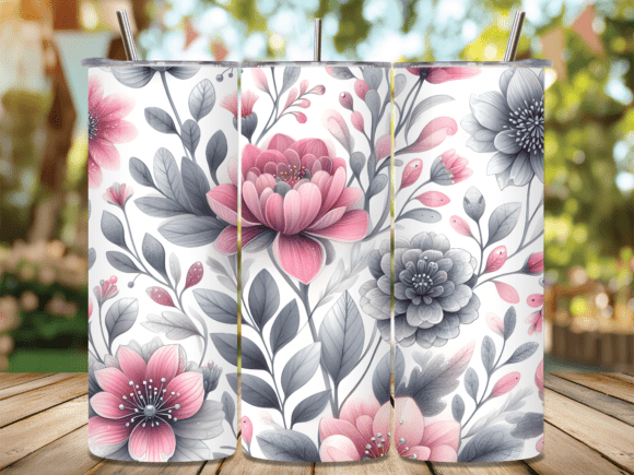 Pink and Grey Peony Floral Tumbler Wrap: A Versatile Graphic Design Asset for Modern Branding