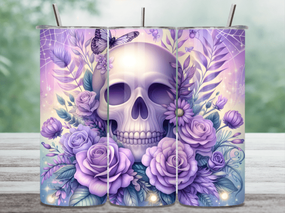 Purple Rose Skull Tumbler Wrap Design: A Bold Statement for Creative Projects