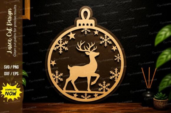 Reindeer Christmas Ornament Laser Cut SVG: A Design Asset for Holiday Blog Graphics