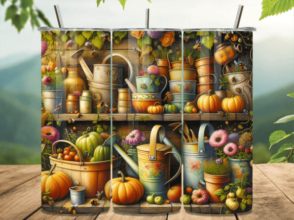 Rustic Garden Shed Harvest Tumbler Wrap: A Versatile Graphic Design Asset for Branding