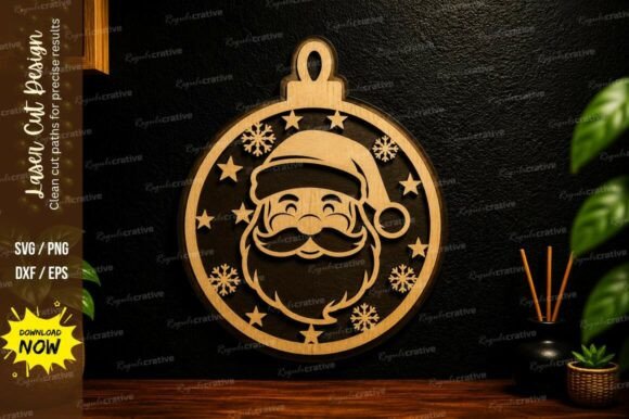 Santa Claus Christmas Ornament Laser Cut: A Festive Wall Decor Asset for Local Branding