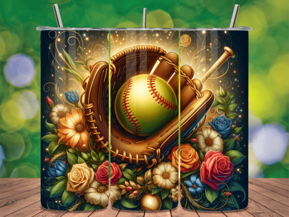 Softball Glove Floral Tumbler Wrap: A Versatile Graphic Design Asset for Branding