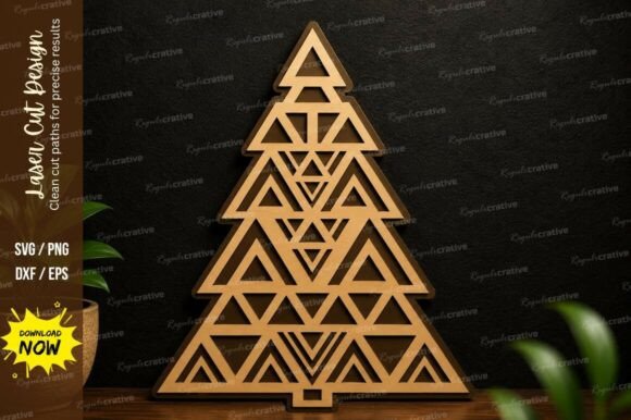 Triangle Pattern Christmas Tree Laser in Wall Decor Projects