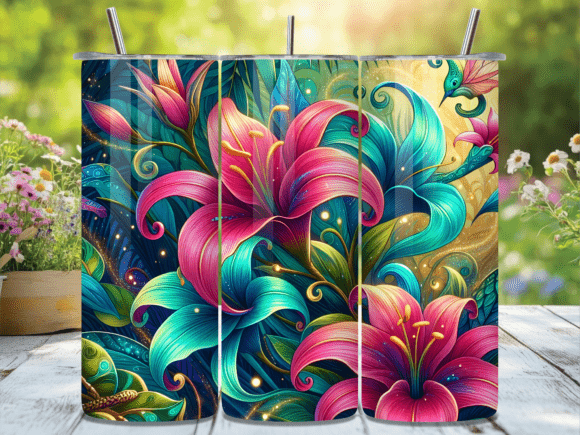 Tropical Lily Flower Tumbler Wrap Design: A Versatile Editorial Asset