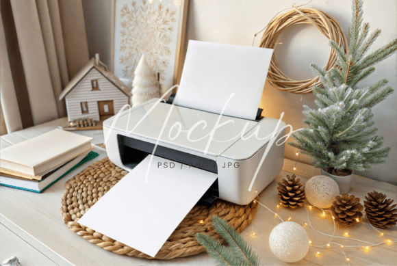 Winter Home Office Printer Mockup Review for Digital Sellers