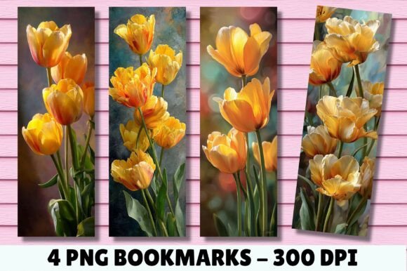 Yellow Tulip Garden Floral Bookmark PNG: A Fresh Design Asset for Print Templates